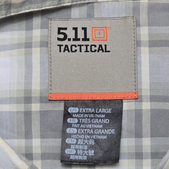 5.11 Tactical Plaid Button Up Shirt Gray Short Sleeve XL Outdoor Casual - Picture 6 of 16